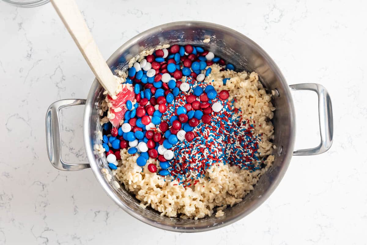 Peanut Butter M&M's Rice Krispie Treats — Unwritten Recipes