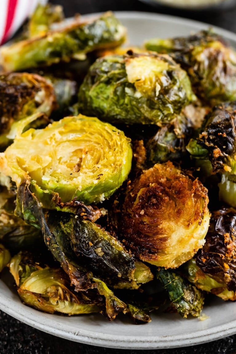 Parmesan Roasted Brussels Sprouts - Crazy for Crust