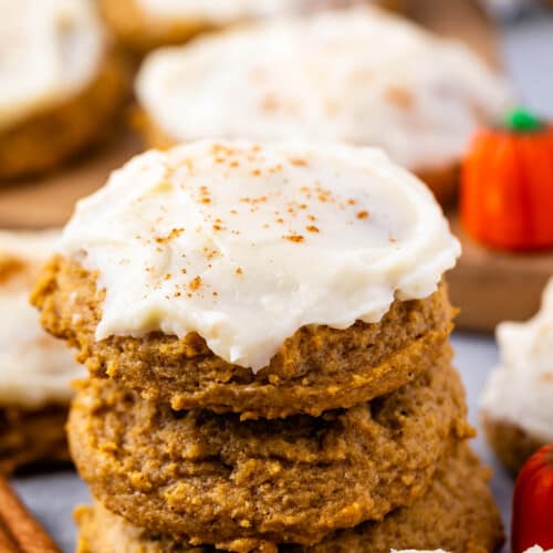 Pumpkin Cookies With Cream Cheese Frosting - Crazy For Crust