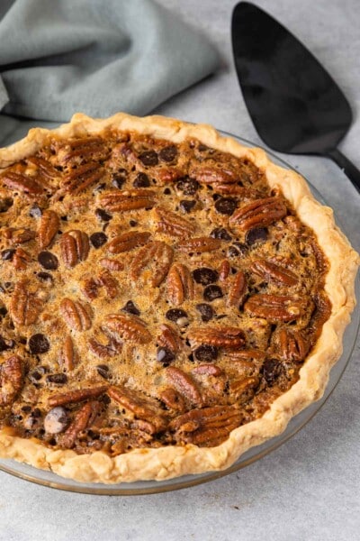 Toffee Chocolate Pecan Pie - Crazy for Crust