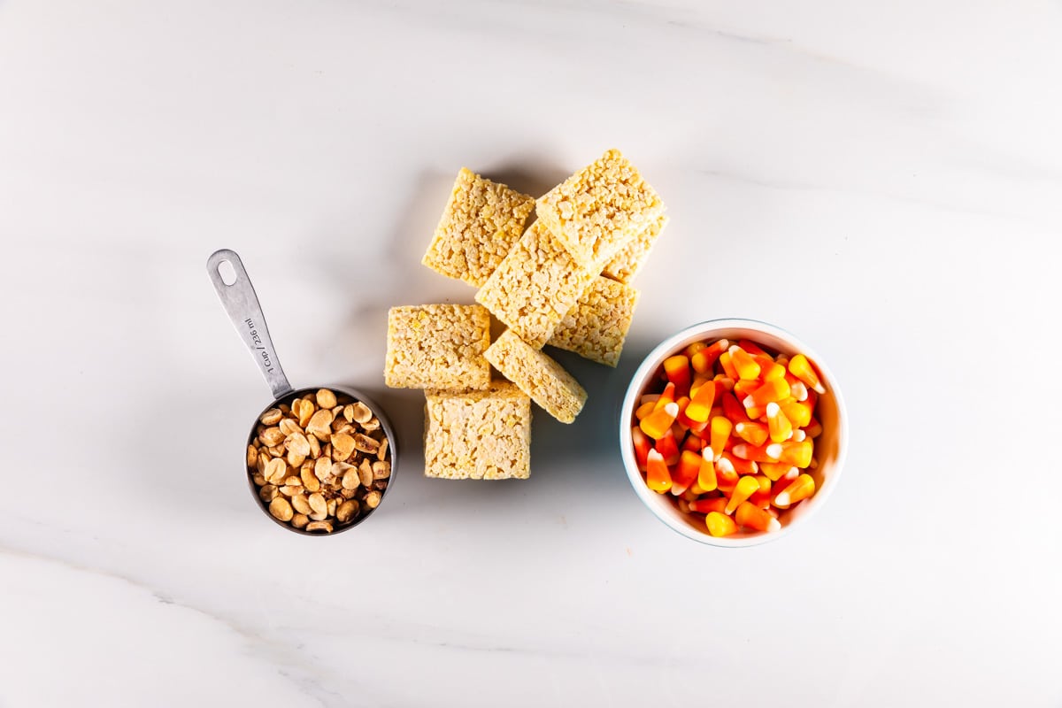 ingredients in snack mix on counter