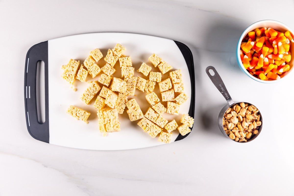 ingredients in snack mix on counter