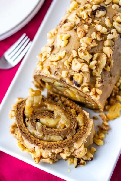 Spiced Caramel Apple Cake Roll - Crazy for Crust