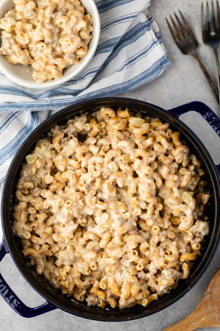 Homemade Macaroni and Cheese with sausage - Crazy For Crust