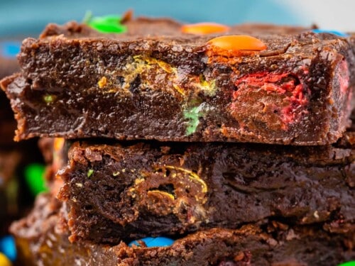 Homemade Fudgy Protein Brownies with M&Ms- Amee's Savory Dish