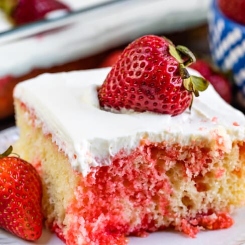 Strawberry Jello Poke Cake Recipe - Crazy for Crust