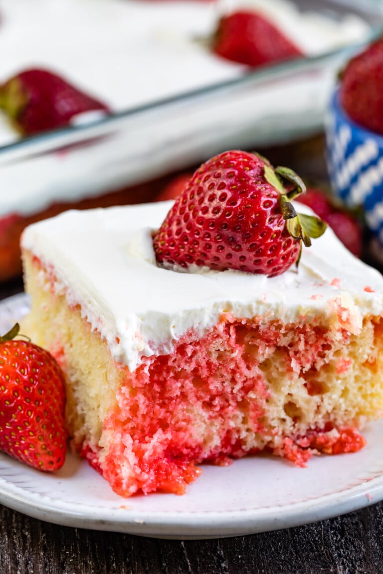 Strawberry Jello Poke Cake Recipe - Crazy for Crust