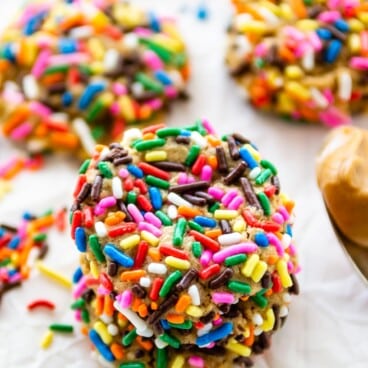 Peanut Butter Sprinkle Cookies (gluten-free) - Crazy for Crust