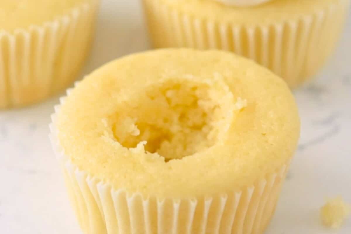 cupcake with hole cut in top