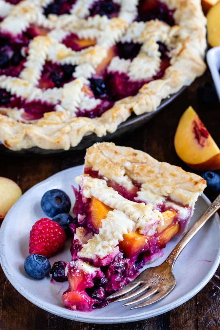 Raspberry Peach Blueberry Pie - Crazy for Crust