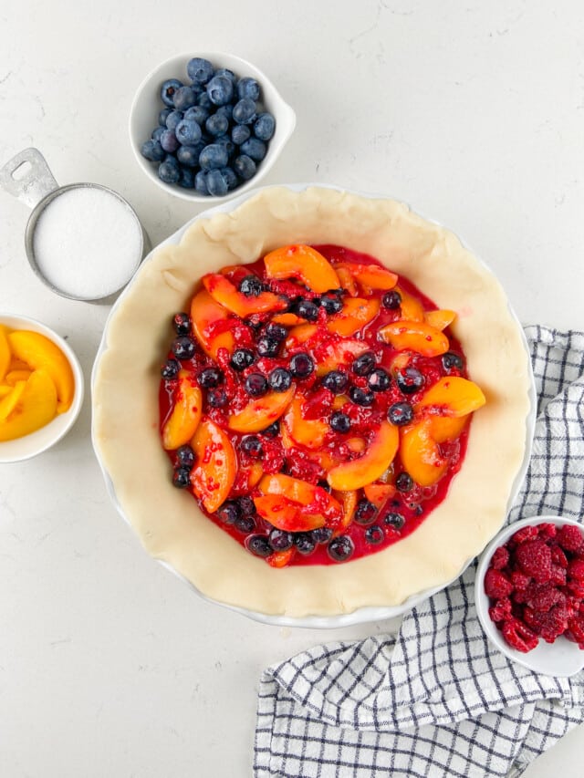 Raspberry Peach Blueberry Pie - Crazy for Crust