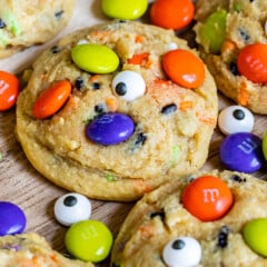 cookies with Halloween themed m&ms and sprinkles baked in.