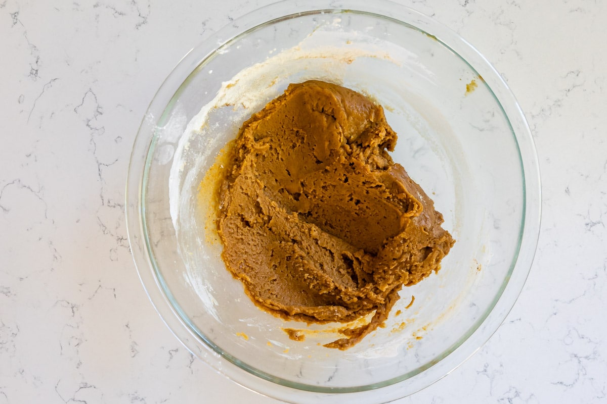 pumpkin cookie dough in bowl