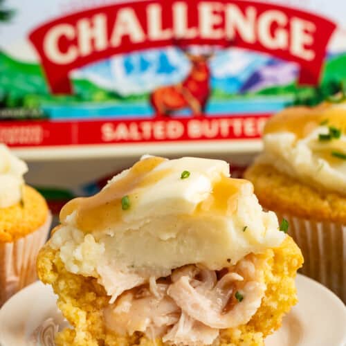 Cornbread cupcakes with mashed potatoes