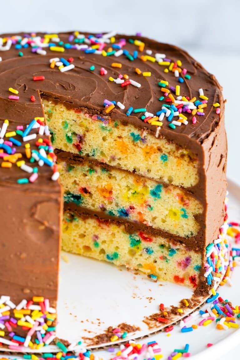 Classic Birthday Cake Recipe with sprinkles - Crazy for Crust