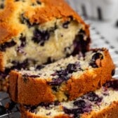 sliced bread with blueberries baked into the center.