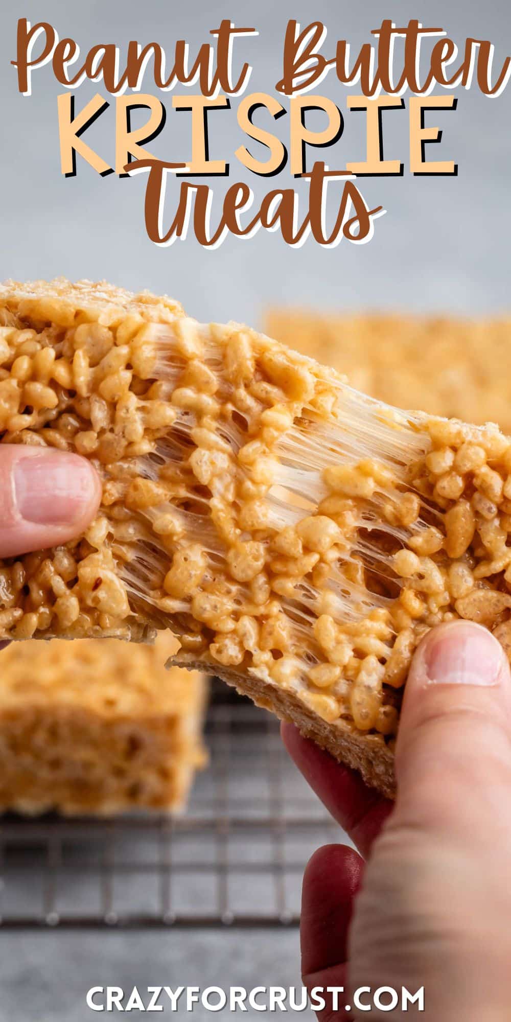 hand pulling Rice Krispie treats apart with words on the image.