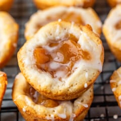 small stacked danishes with peaches baked into the center.