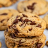 chocolate chip cookies with chocolate chips baked into the center.