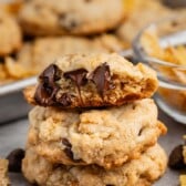 stacked cookies with Frosted Flakes and chocolate chips baked.
