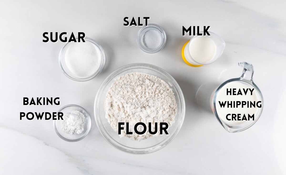 ingredients in donut holes laid out on a white counter.