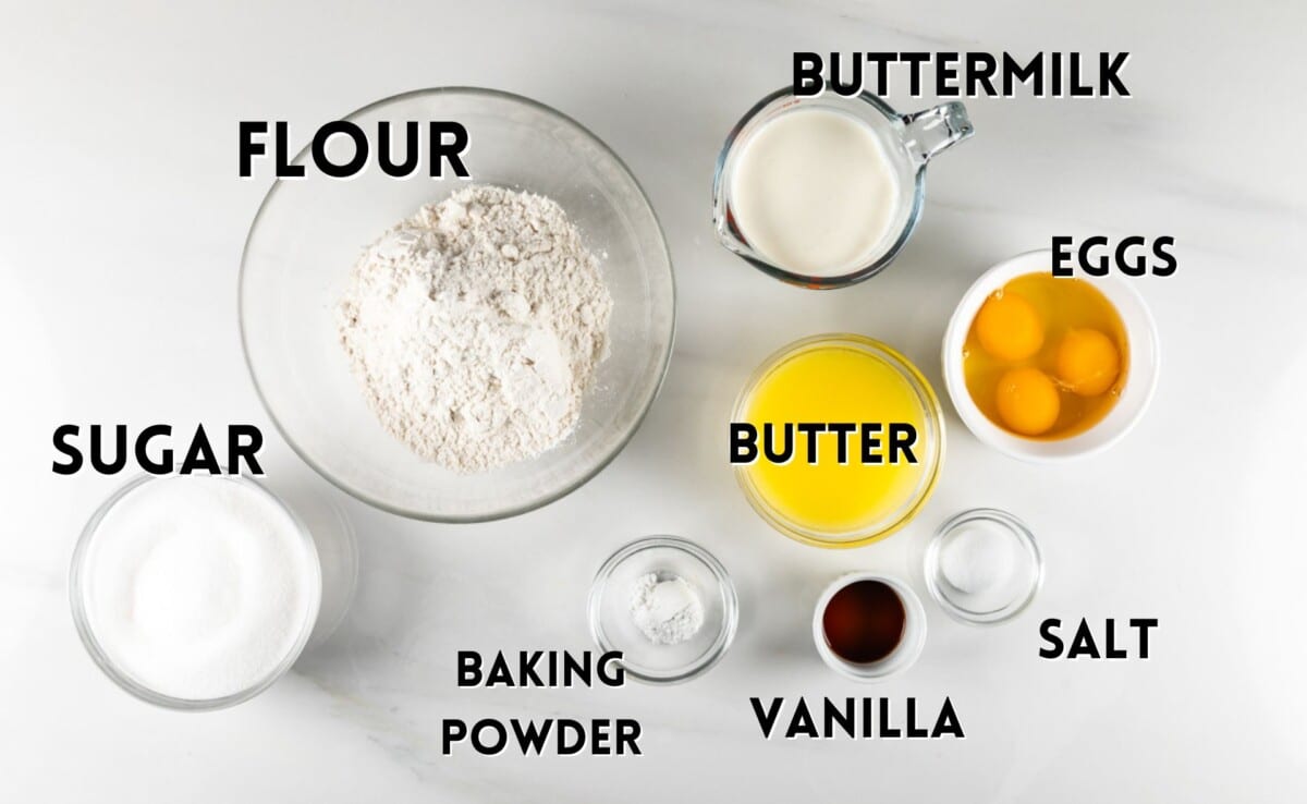 ingredients in mini cupcakes laid out on a white counter.