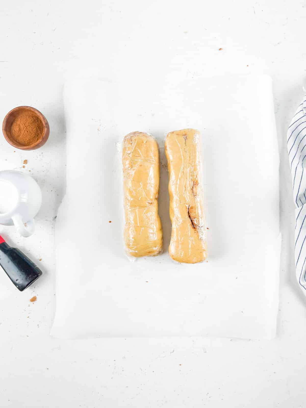 process shots of cinnamon roll cookies being made.