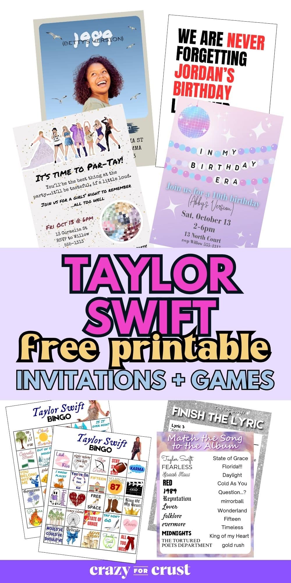 Taylor Swift party Pinterest graphic