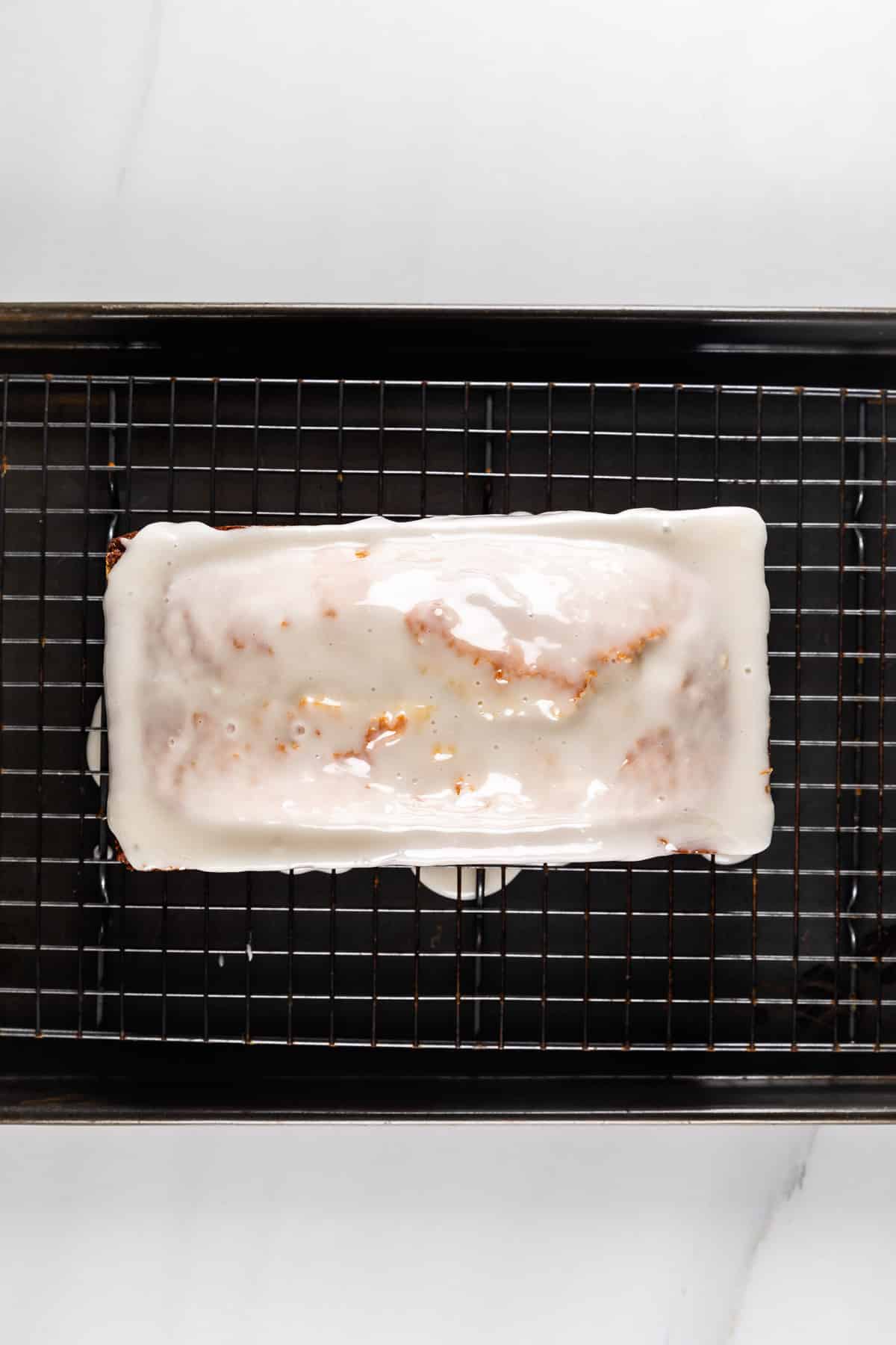 process shot of coconut pound cake being made.