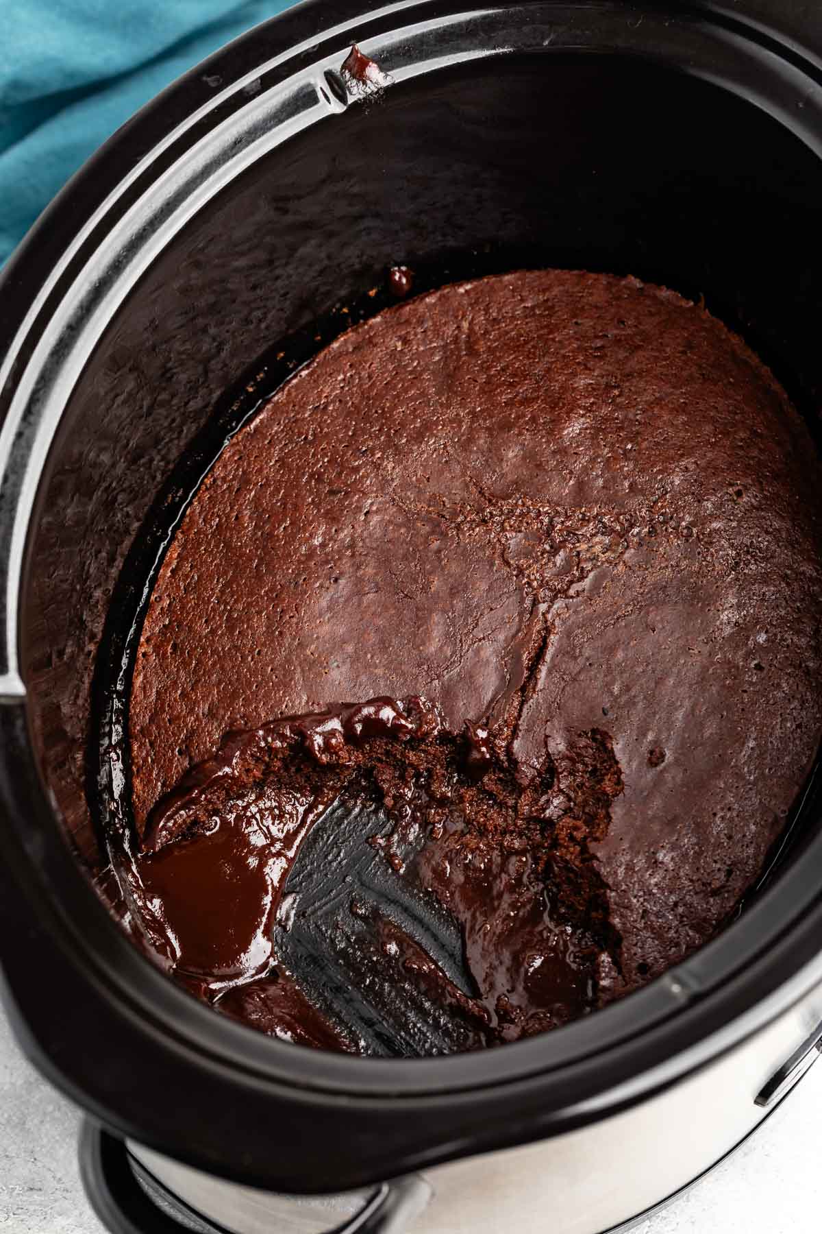 chocolate cake in a crockpot.