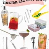 collage of cocktail bar tools