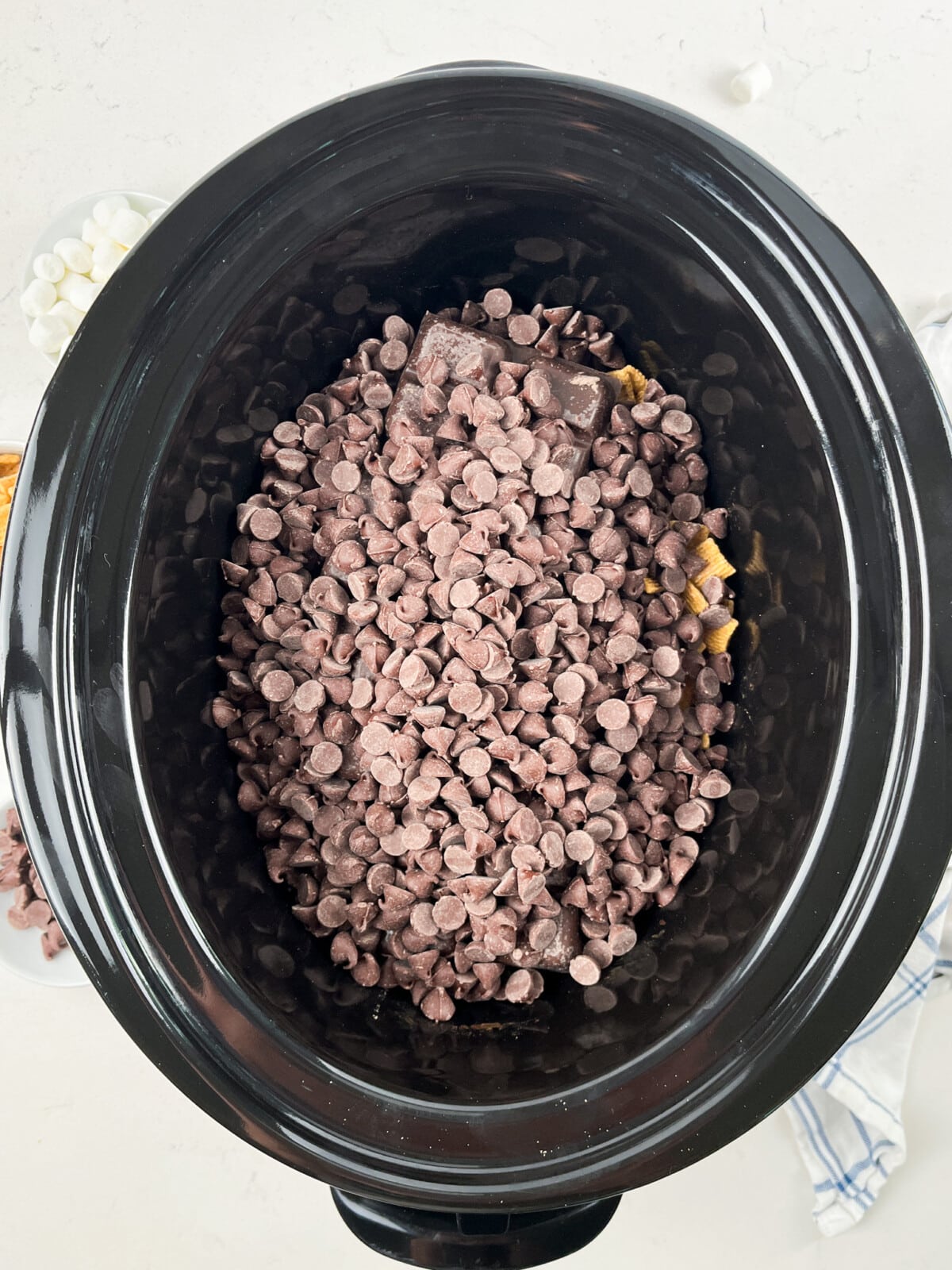 process shot of crockpot candy being made.