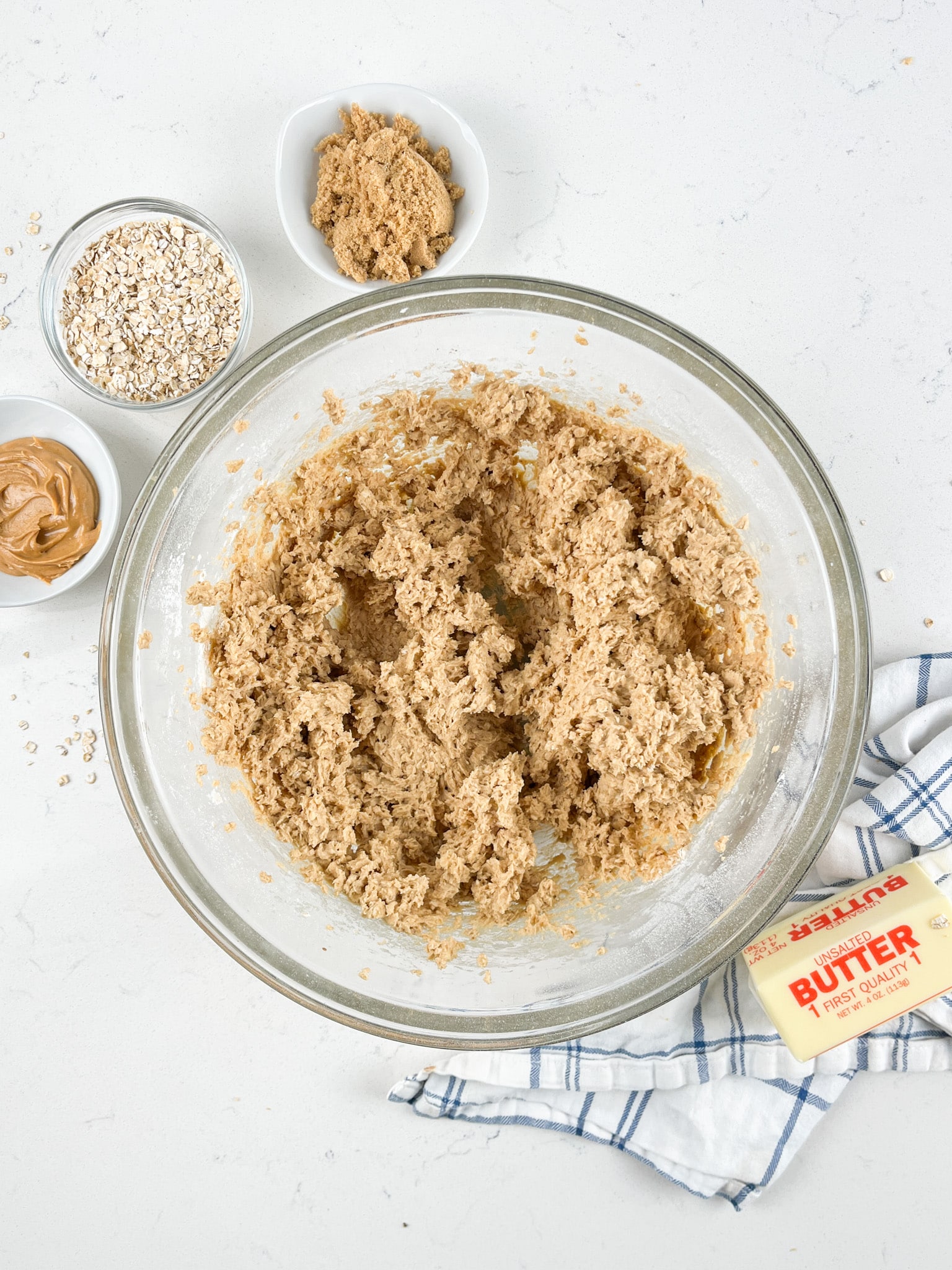 process shot of oatmeal cookies being made.